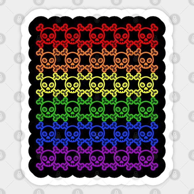 Gay Pride Jolly Roger Skull and Crossbones Sticker by Muzehack